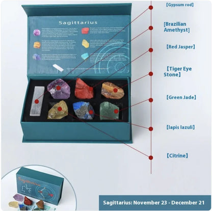 Zodiac Crystal Stone Set – 12 Sign Healing Gift Box ✨