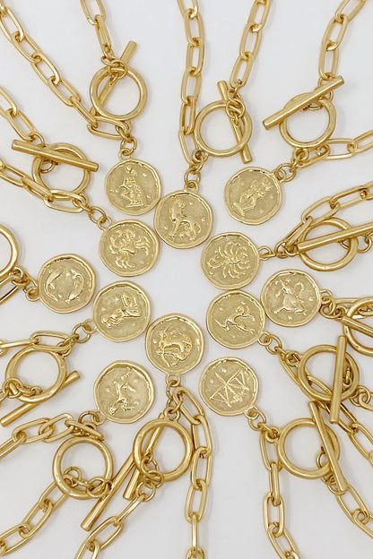 Zodiac Charm Bracelet – Gold Chain Astrology Gift ✨