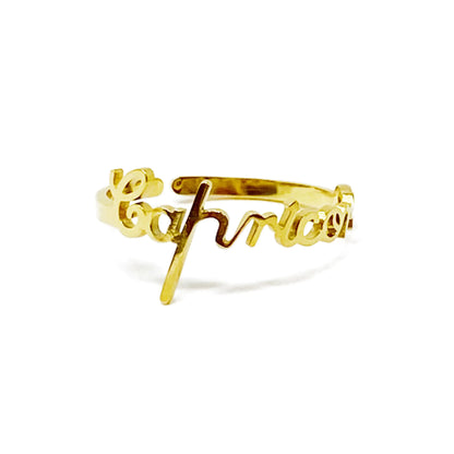 Scripted Zodiac Ring – Adjustable 18K Gold Astrology Band ♍