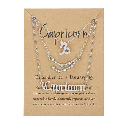 Zodiac Sign Necklace – 12 Astrology Pendants with Card ✨