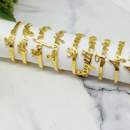 Scripted Zodiac Ring – Adjustable 18K Gold Astrology Band ♍