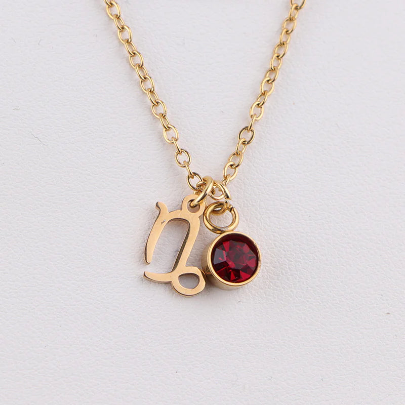 Zodiac Birthstone Necklace – Gold Astrology Gift ✨