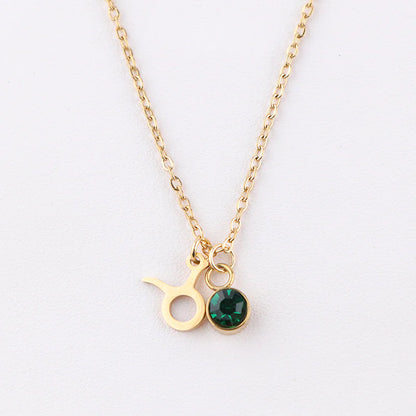 Zodiac Birthstone Necklace – Gold Astrology Gift ✨