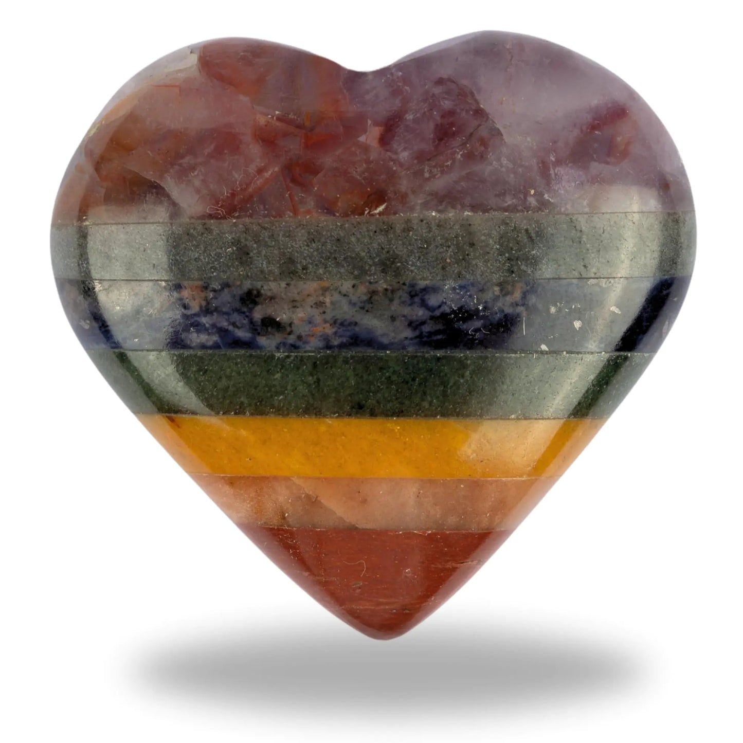 7 Chakra Heart Palm Stone – Healing Crystal for Balance