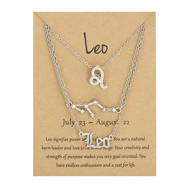 Zodiac Sign Necklace – 12 Astrology Pendants with Card ✨