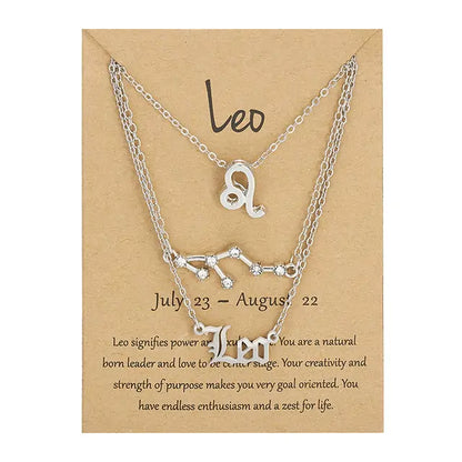 Zodiac Sign Necklace – 12 Astrology Pendants with Card ✨