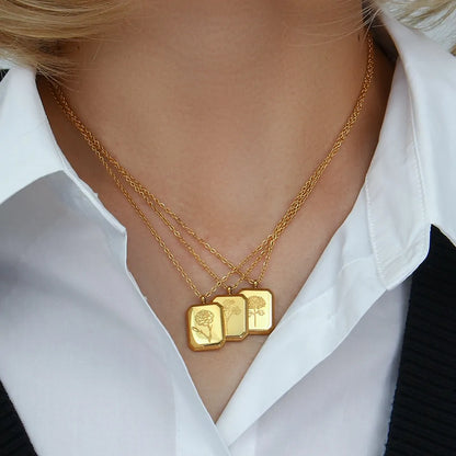 Flower Birthstone Necklace – Gold Plated, Waterproof ✨