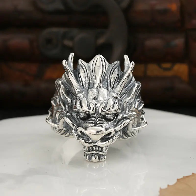 Zodiac Dragon Head Ring – Vintage S925 Sterling Silver