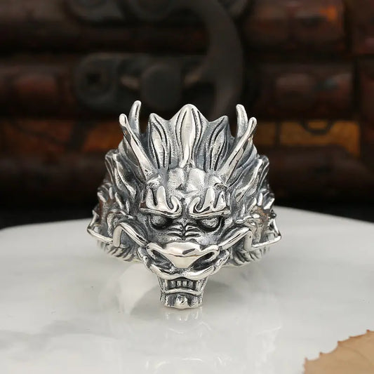 Zodiac Dragon Head Ring – Vintage S925 Sterling Silver