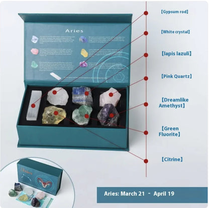 Zodiac Crystal Stone Set – 12 Sign Healing Gift Box ✨