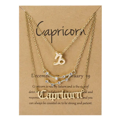 Zodiac Sign Necklace – 12 Astrology Pendants with Card ✨