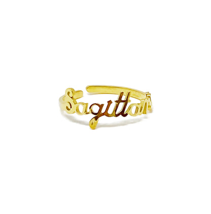 Scripted Zodiac Ring – Adjustable 18K Gold Astrology Band ♍