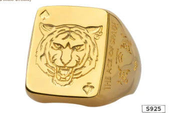 Zodiac Tiger Silver Spade Ring – Trendy Statement Jewelry