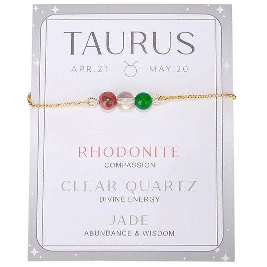 Taurus Zodiac Crystal Bracelet – Natural Gemstone Beads ♉