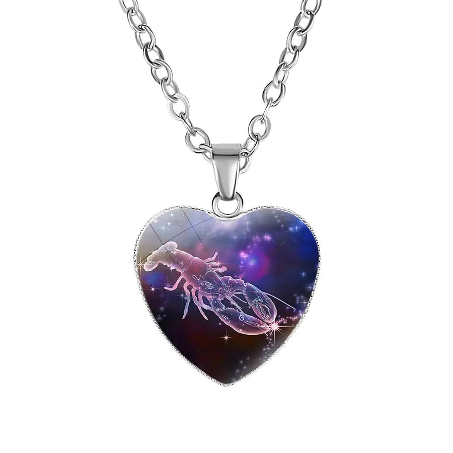 Zodiac Heart Pendant Necklace – Romantic Gift for Her ♡