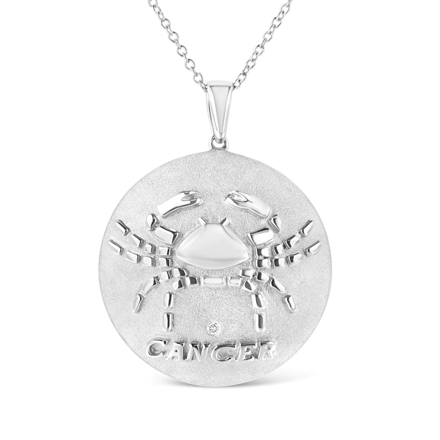 Cancer Zodiac Necklace – Sterling Silver with Diamond 💎