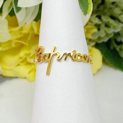 Scripted Zodiac Ring – Adjustable 18K Gold Astrology Band ♍
