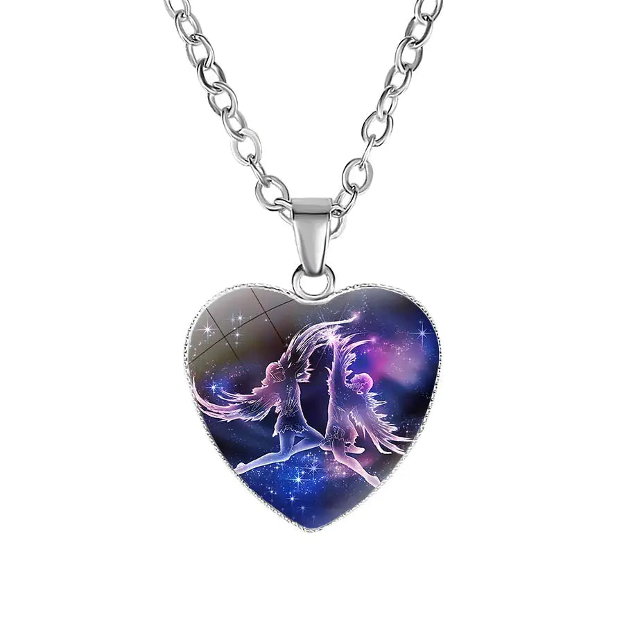 Zodiac Heart Pendant Necklace – Romantic Gift for Her ♡