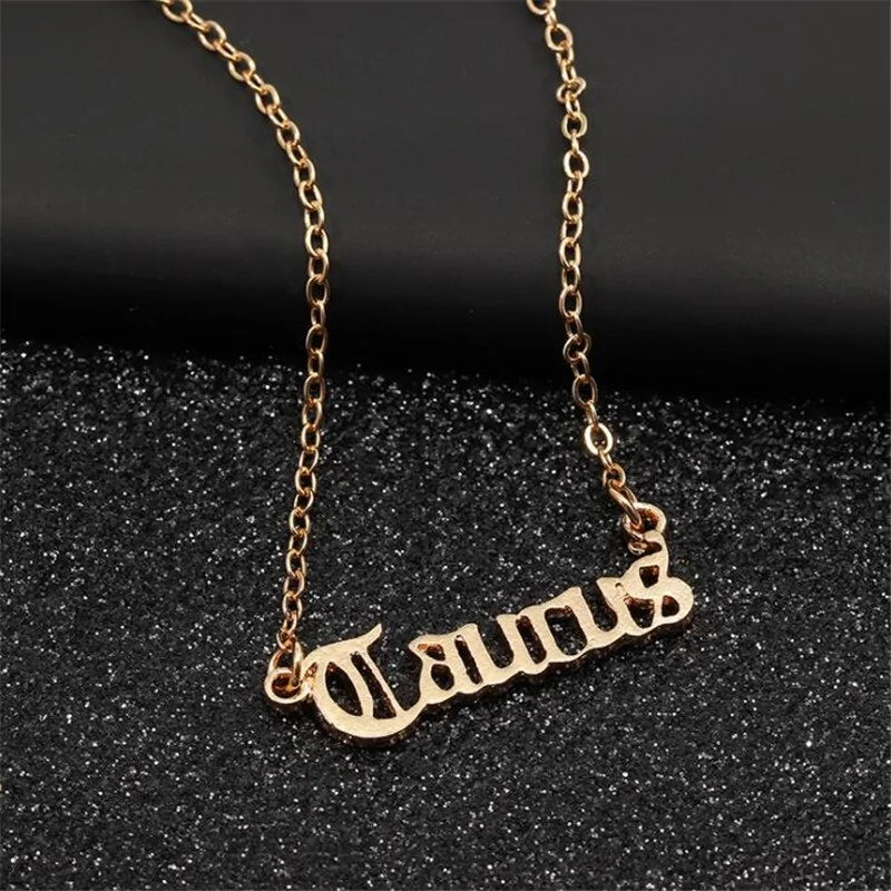 Old English Zodiac Necklace – Gold Sign Pendant Trend 💛