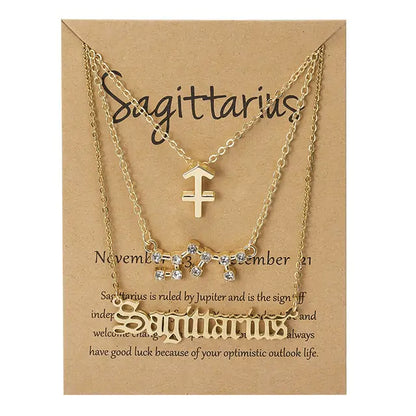 Zodiac Sign Necklace – 12 Astrology Pendants with Card ✨