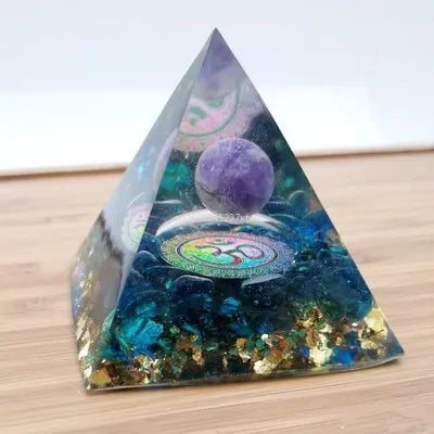 Tree of Life Orgonite Pyramid – Amethyst & Peridot Power