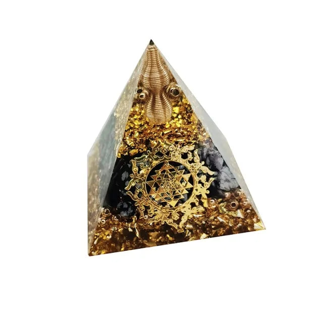 Tree of Life Orgonite Pyramid – Amethyst & Peridot Power