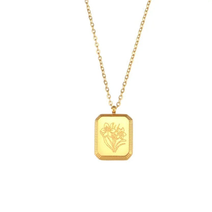 Flower Birthstone Necklace – Gold Plated, Waterproof ✨