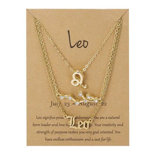 Zodiac Sign Necklace – 12 Astrology Pendants with Card ✨