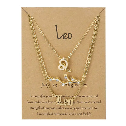 Zodiac Sign Necklace – 12 Astrology Pendants with Card ✨