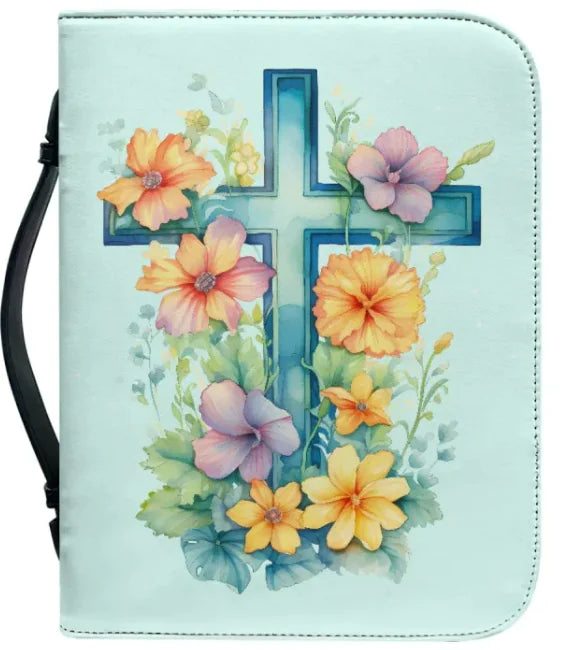 Spiritual Book Protection Bag – Cross & Sunflower Design