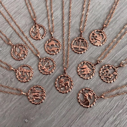 Fortune Zodiac Necklace – Bold Copper Astrological Charm 🔮