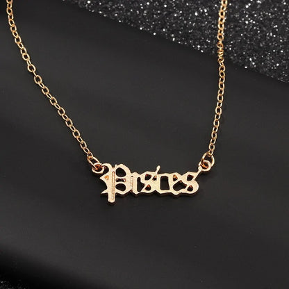 Old English Zodiac Necklace – Gold Sign Pendant Trend 💛