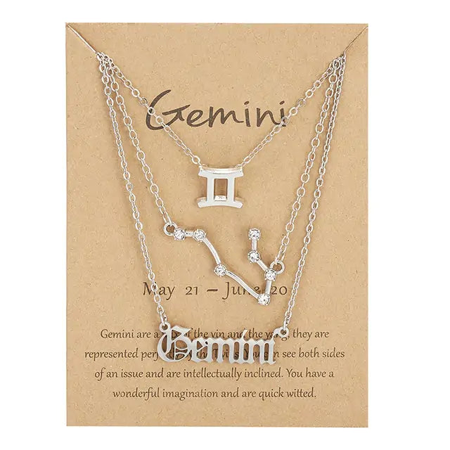 Zodiac Sign Necklace – 12 Astrology Pendants with Card ✨