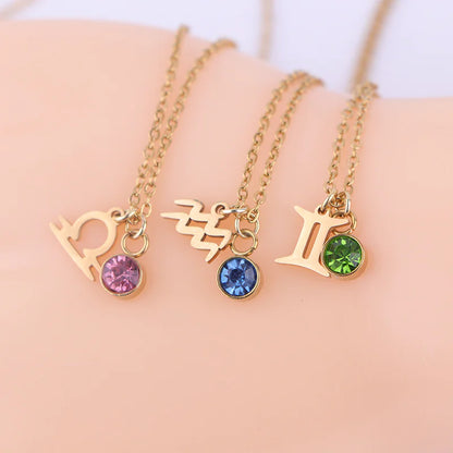 Zodiac Birthstone Necklace – Gold Astrology Gift ✨