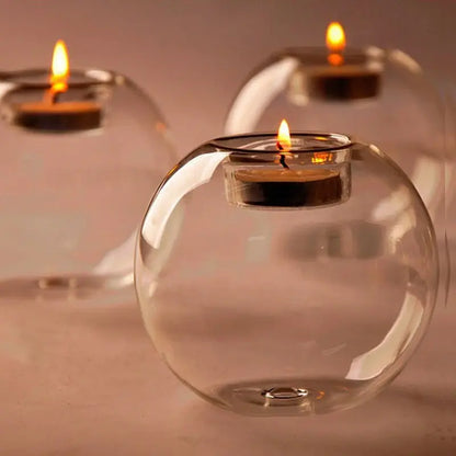 Transparent Glass Candle Holder – Elegant Home Decor 🫧
